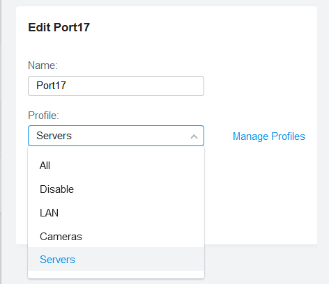 Set Servers profile